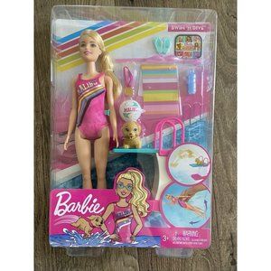 Barbie Dreamhouse Adventures Swim 'n Dive Doll with Puppy and Diving Board NEW!